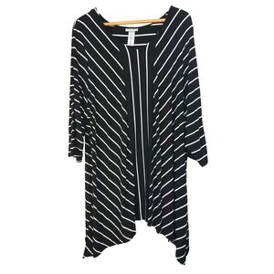 Catherines Black White Stripe Knit‎ Tunic Tee Plus Size 3X 3/4 Sleeve Casual